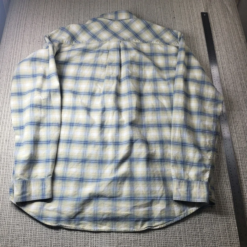 Horny Toad Shirt Mens XXL Blue Yellow Plaid Cotton Button Down Long Sleeve 6440